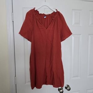 Old Navy Rust Red Short Sleeve Dress